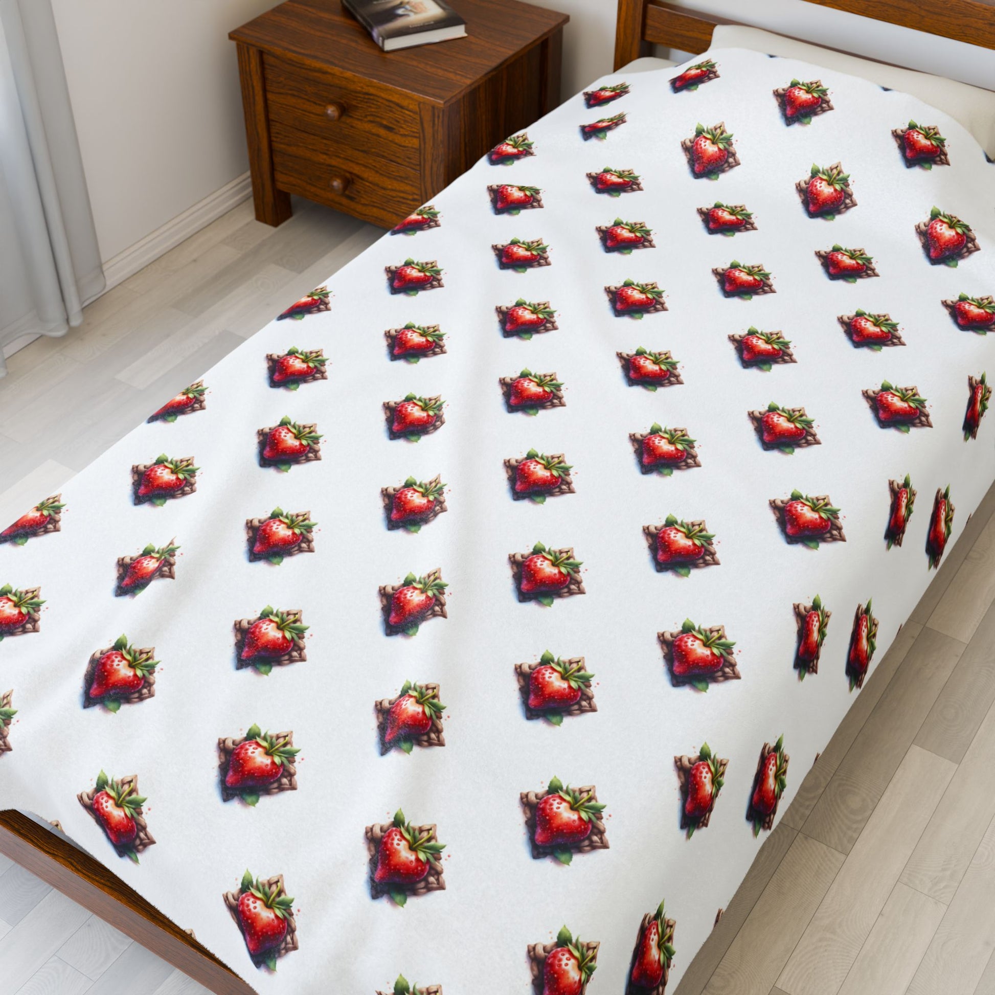 Strawberry Design Velveteen Plush Blanket | Cozy Gift for Home, Soft Blanket for Winter, Holiday Decor, Bedroom Accessory, Comfortable Throw - Celtic Scents