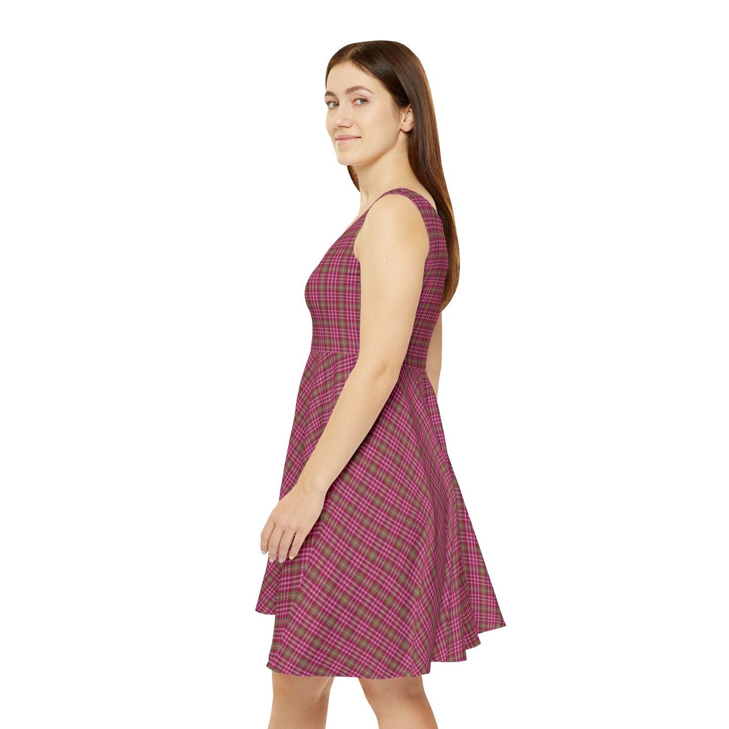 Chic Women's Skater Dress, Cute Casual Dress, Summer Outfit, Flirty Style, Pink Plaid Pattern, Girls' Day Out Dress - Celtic Scents