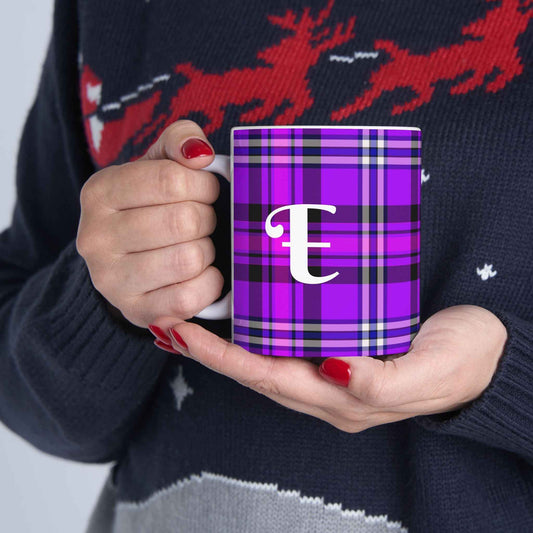 Personalized Vibrant Plaid Ceramic Mug, Cozy Drinkware for Coffee Lovers, Perfect Gift