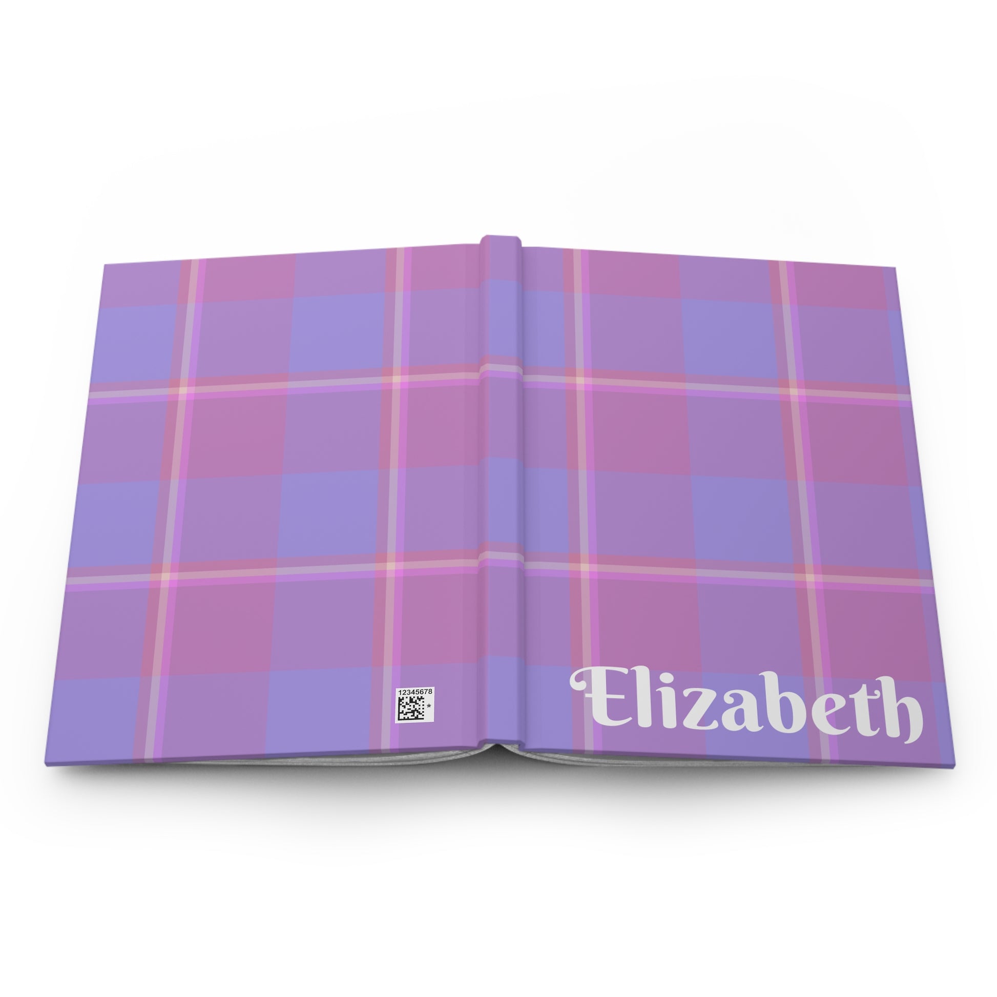 Personalized Plaid Hardcover Journal, Stylish Notebook, Gift for Writers, School Supplies, Planner, Purple Design - Celtic Scents