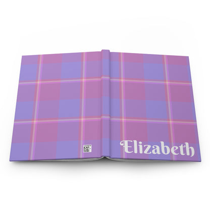 Personalized Plaid Hardcover Journal, Stylish Notebook, Gift for Writers, School Supplies, Planner, Purple Design - Celtic Scents