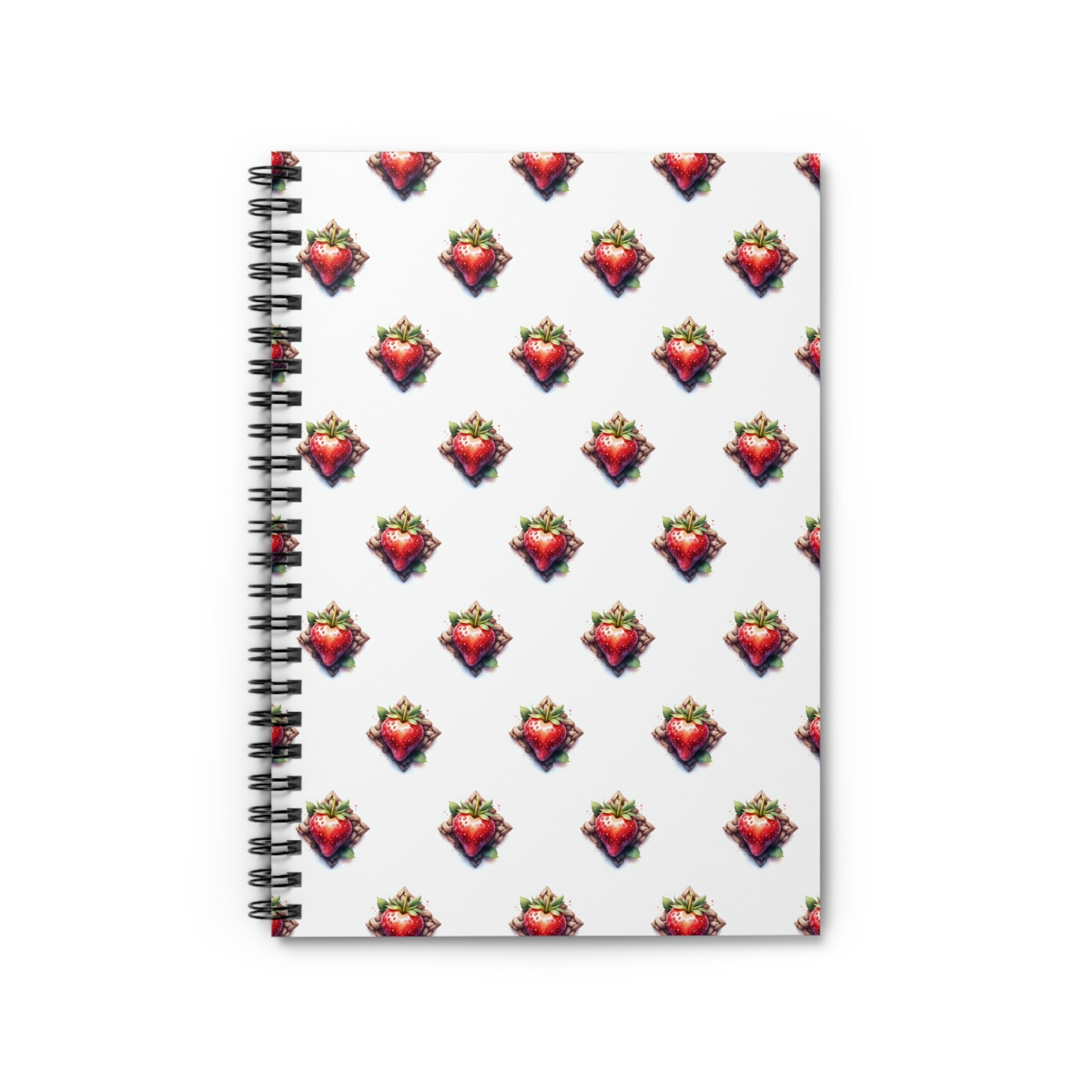 Strawberry Pattern Spiral Notebook - Ruled Lines, Cute Notebook for School, Gift for Students, Journal, Note Taking, Spring Vibes - Celtic Scents