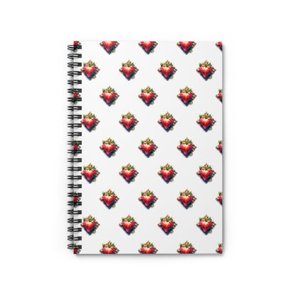 Strawberry Pattern Spiral Notebook - Ruled Lines, Cute Notebook for School, Gift for Students, Journal, Note Taking, Spring Vibes - Celtic Scents