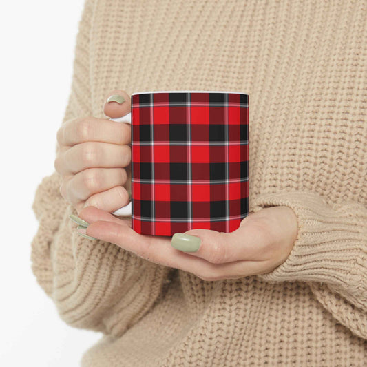 Cozy Plaid Ceramic Mug | Holiday Gift, Coffee Cup, Home Decor, Camper Style, Personalized Mug, Rustic Kitchen Essential