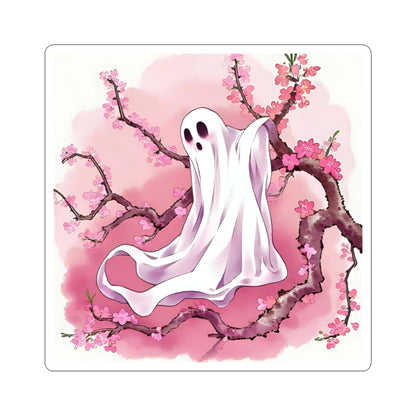 Whimsical Ghost Cherry Blossom Stickers, Cute Decor, Gift for Halloween, Kawaii Sticker, Laptop Decal - Celtic Scents