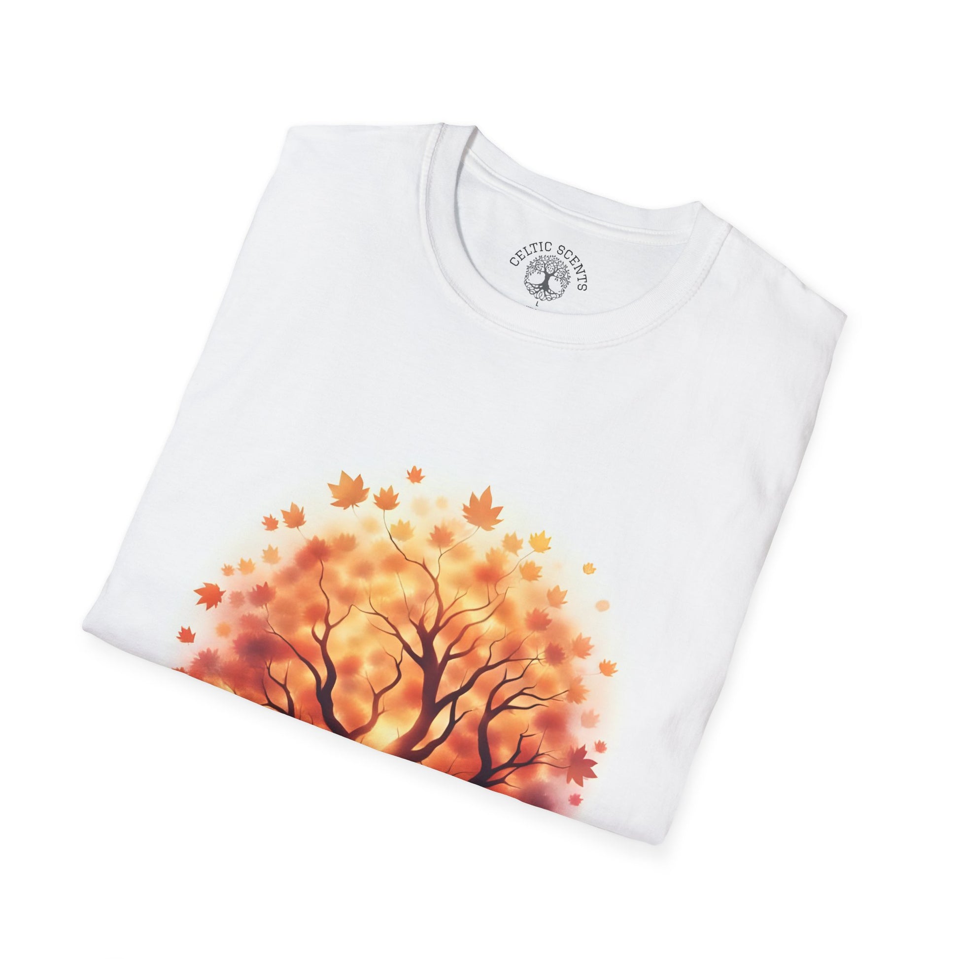 Autumn Tree Graphic T-Shirt, Fall Tee for Nature Lovers, Unisex Softstyle T-Shirt, Gift for Thanksgiving, Cozy Casual Wear - Celtic Scents