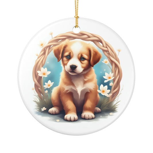 Adorable Puppy Ceramic Ornament, Pet Lover Gift, Home Decor, Holiday Decoration, Personalized Keepsake, Dog Lover Ornaments - Celtic Scents
