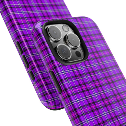 Purple Plaid Stylish Tough Phone Cases, Durable Phone Cover, Protective Case, Trendy Design, Gifts for Her