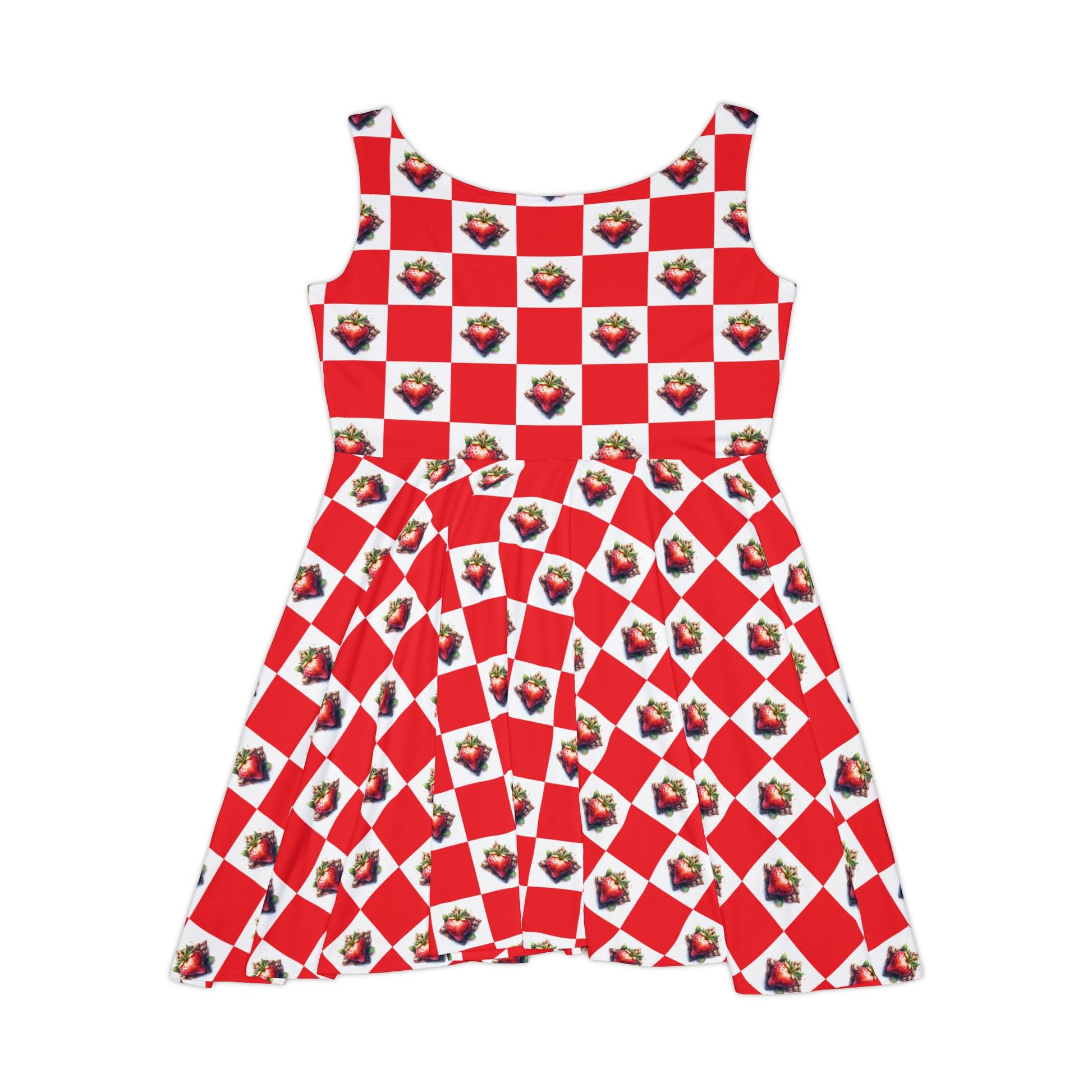 Strawberries Skater Dress, Women's Summer Dress, Casual Dress, Vacation Outfit, Strawberry Print Dress, Festival Wear - Celtic Scents