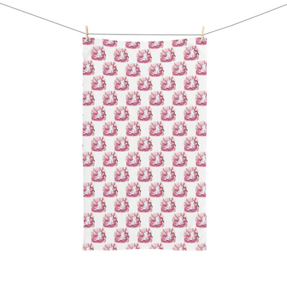 Whimsical Pink Ghost Hand Towel – Cute Bathroom Decor, Gift for Boo Lovers, Soft Cotton Towel, Kids Room Accessory, Home Spa Treat