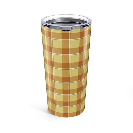 Cozy Plaid Tumbler, 20oz Travel Mug, Fall Drinkware, Autumn Gift, Checkered Design, Insulated Cup - Celtic Scents
