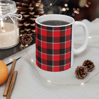 Cozy Plaid Ceramic Mug | Holiday Gift, Coffee Cup, Home Decor, Camper Style, Personalized Mug, Rustic Kitchen Essential