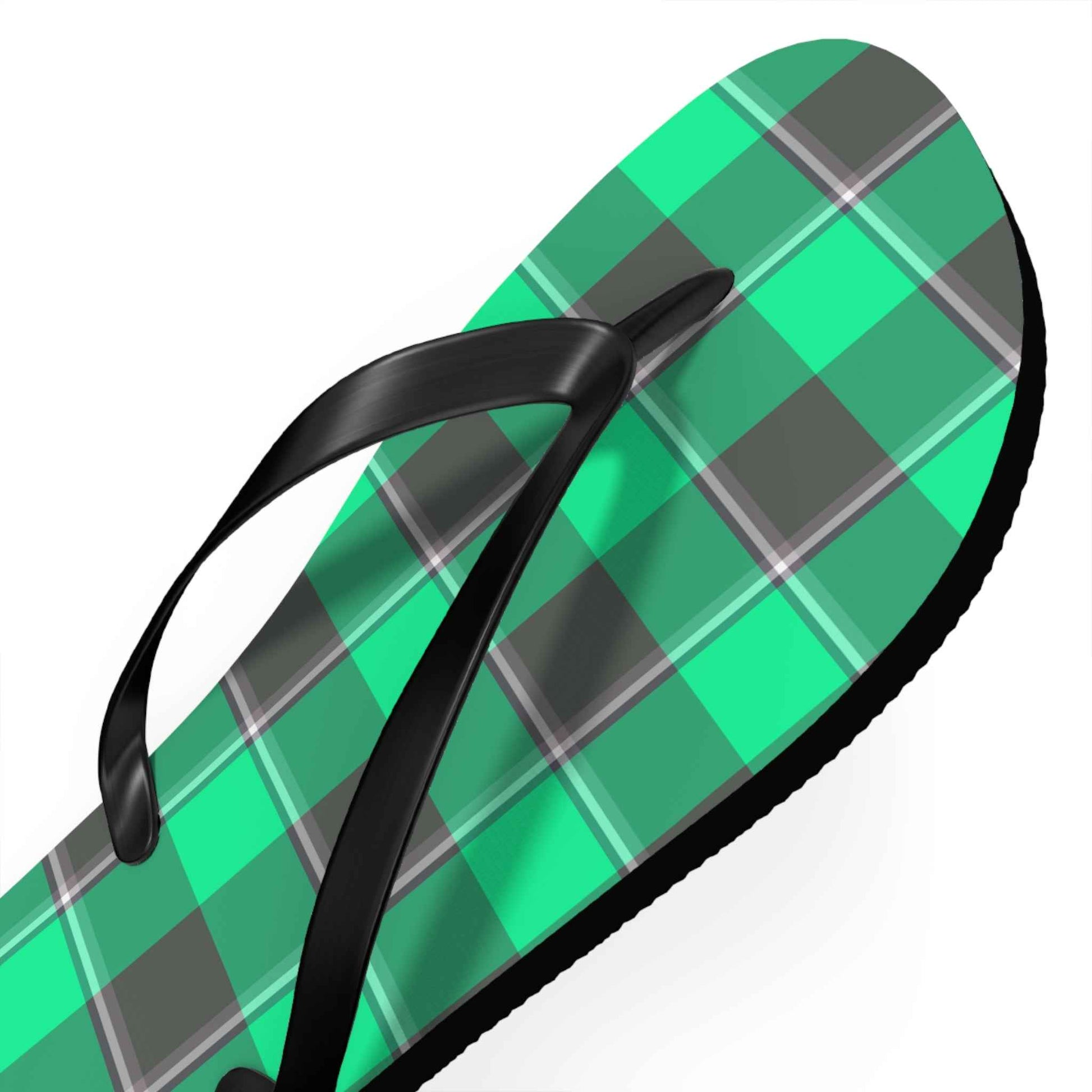 Plaid Pattern Flip Flops, Beach Sandals, Summer Footwear, Poolside Fashion, Vacation Essentials, Gifts for Her/His