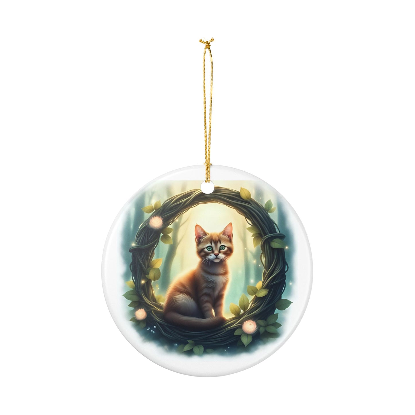 Whimsical Celtic Kitten Ceramic Ornament, Cat Decoration, Unique Pet Lover Gift, Holiday Tree Ornament, Home Decor - Celtic Scents