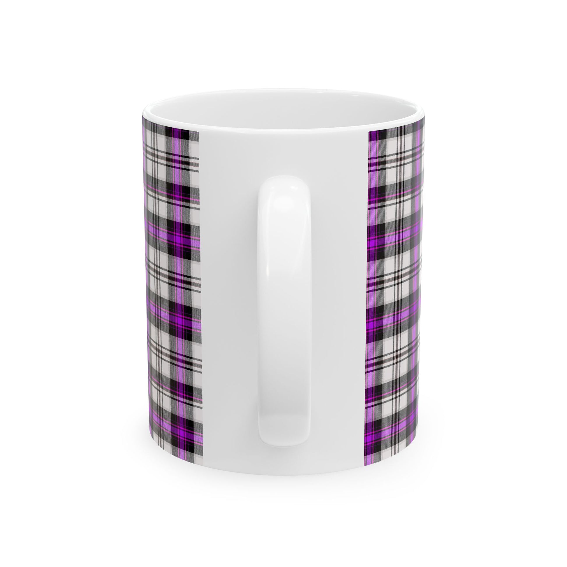 Purple Plaid Ceramic Mug, Cozy Drinkware, Gift for Her, Kitchen Decor, Fall Vibes, 11oz/15oz Options - Celtic Scents
