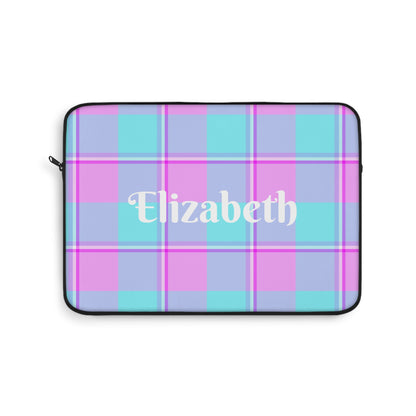Personalized Laptop Sleeve in Pastel Plaid, Cute Tech Accessory, Custom Gift - Celtic Scents