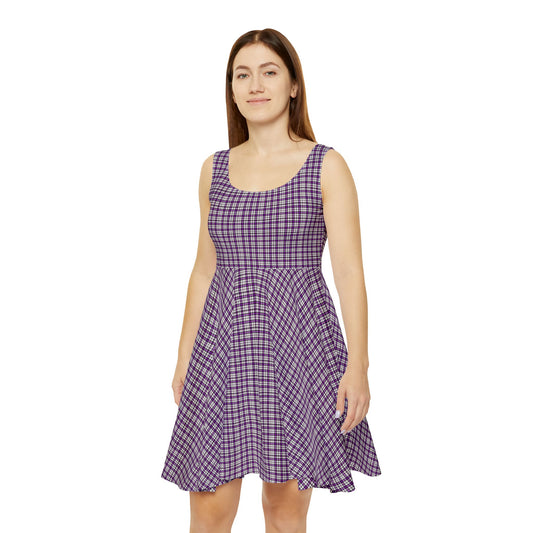 Chic Women's Skater Dress - Purple Plaid, Casual Fashion, Summer Style, Everyday Wear, Weekend Outfits, Boho Vibes