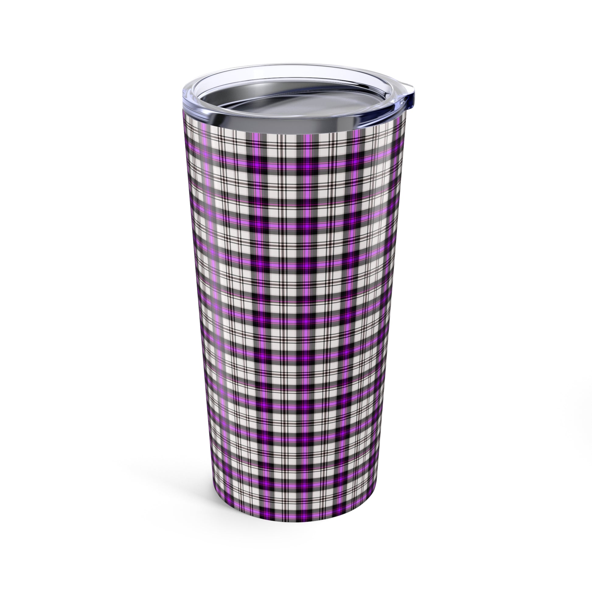 Purple Plaid Tumbler, Stylish Travel Mug for Coffee, Personalized Gift, Drinkware for Home, Outdoor Adventures, Holiday Cheer - Celtic Scents