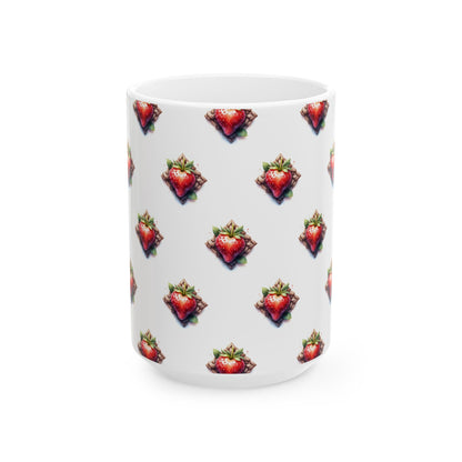 Strawberry Delight Ceramic Mug, Cute Coffee Cup, Gift for Food Lovers, Perfect for Birthdays, Kitchen Decor, 11oz and 15oz - Celtic Scents