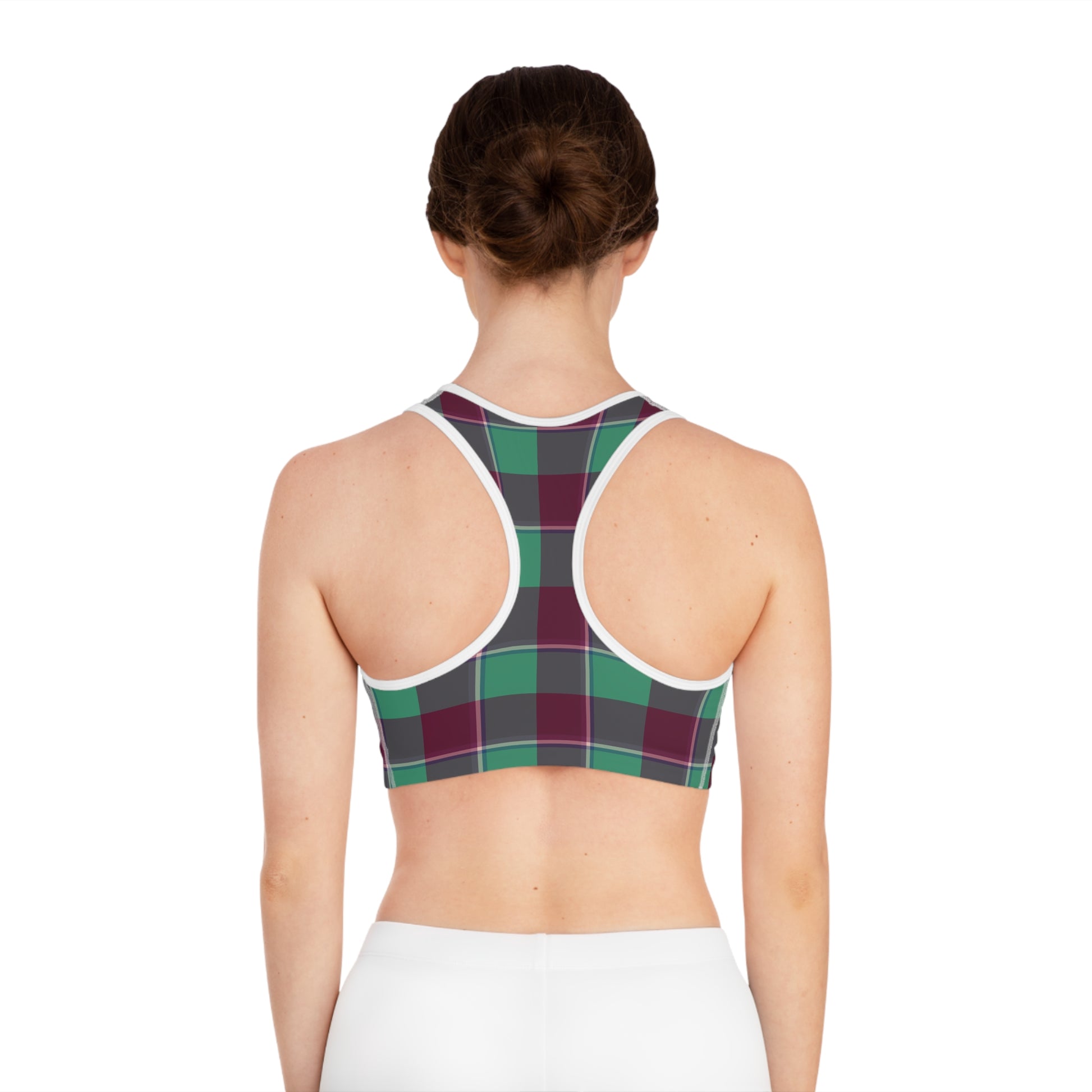 Plaid Pattern Sports Bra, Stylish Activewear, Gymwear, Workout Top, Fitness Apparel, Training Bra - Celtic Scents