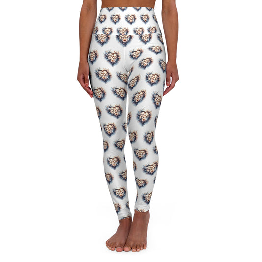 High Waisted Yoga Leggings with Floral Print, Workout Leggings, Activewear, Gift for Fitness Enthusiasts, Yoga Apparel, Exercise Clothing - Celtic Scents