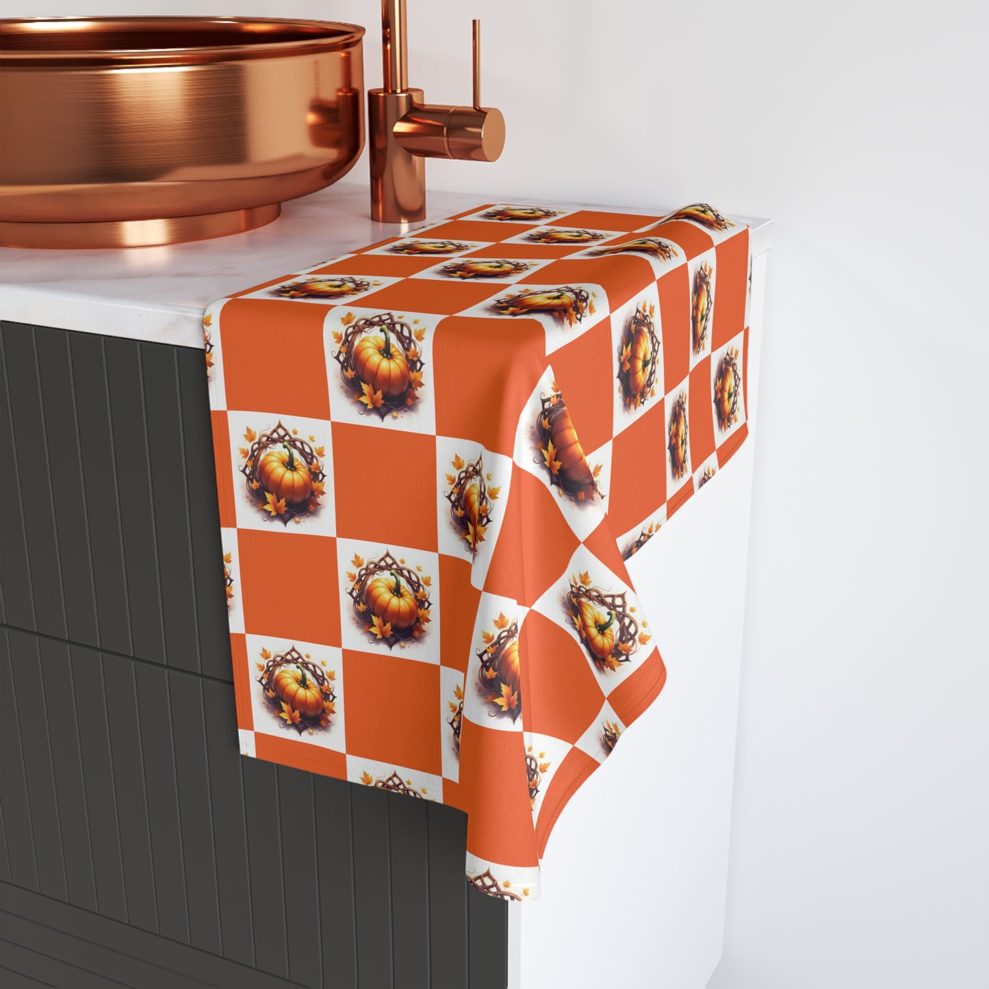 Vibrant Pumpkin Hand Towel for Kitchen Decor, Gift for Housewarming, Brighten Up Your Space, Fall and Thanksgiving Celebrations