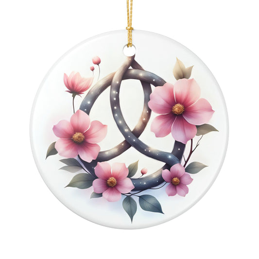 Floral Ceramic Ornament, Decorative Hanging Art, Unique Gift, Home Decor, Holiday Ornament, Romantic Decor, Celtic Knot Design - Celtic Scents
