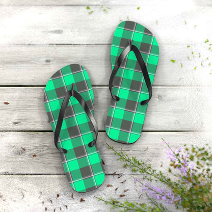 Plaid Pattern Flip Flops, Beach Sandals, Summer Footwear, Poolside Fashion, Vacation Essentials, Gifts for Her/His