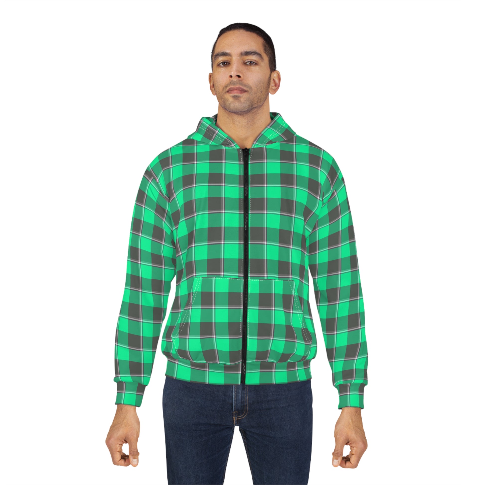 Unisex Plaid Zip Hoodie, Cozy Layering, Casual Wear, Perfect for Fall, Gifts for Him and Her, Everyday Comfort - Celtic Scents