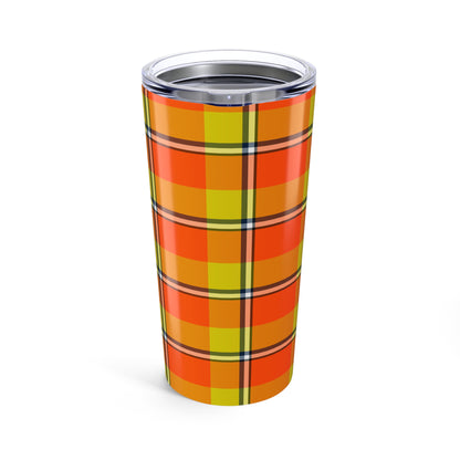 Vibrant Autumn Plaid Tumbler | 20oz Insulated Drinkware for Fall, Thanksgiving, Cozy Vibe, Outdoor Events, Gift for Her, Plaid Lover - Celtic Scents