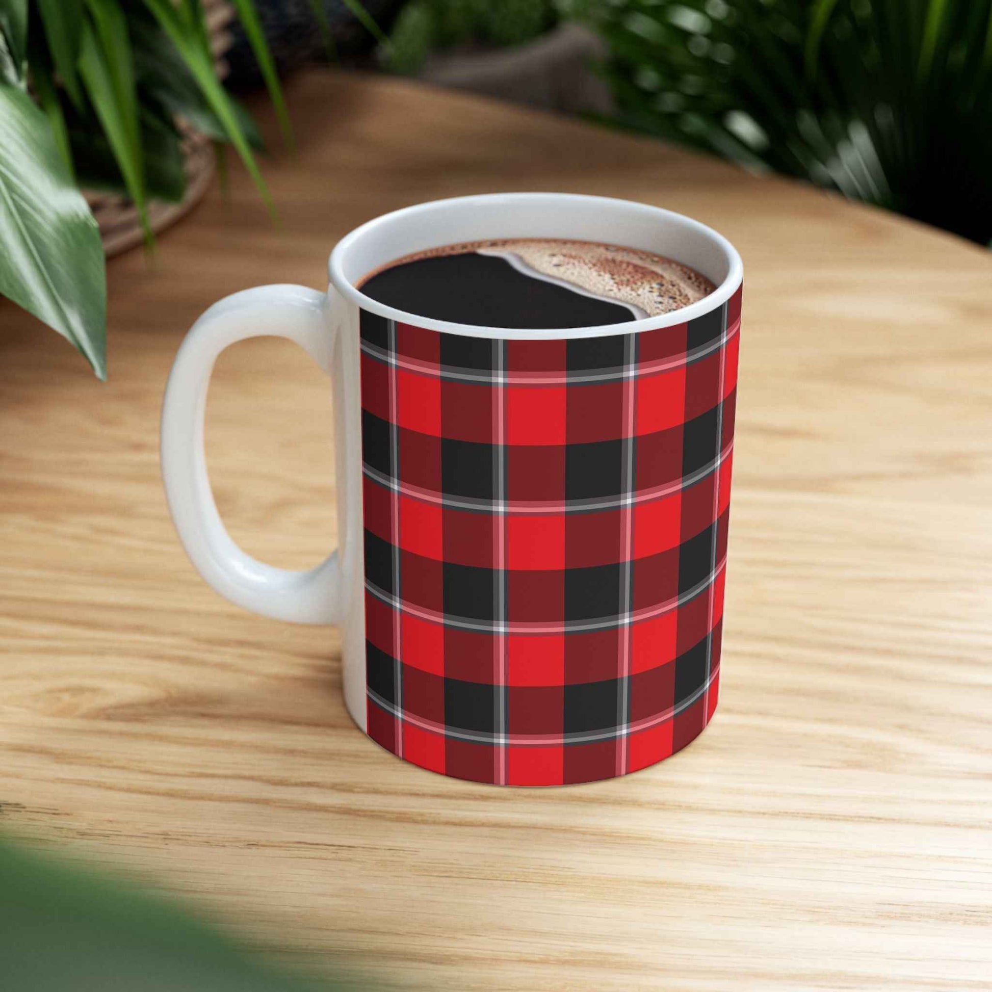 Cozy Plaid Ceramic Mug | Holiday Gift, Coffee Cup, Home Decor, Camper Style, Personalized Mug, Rustic Kitchen Essential