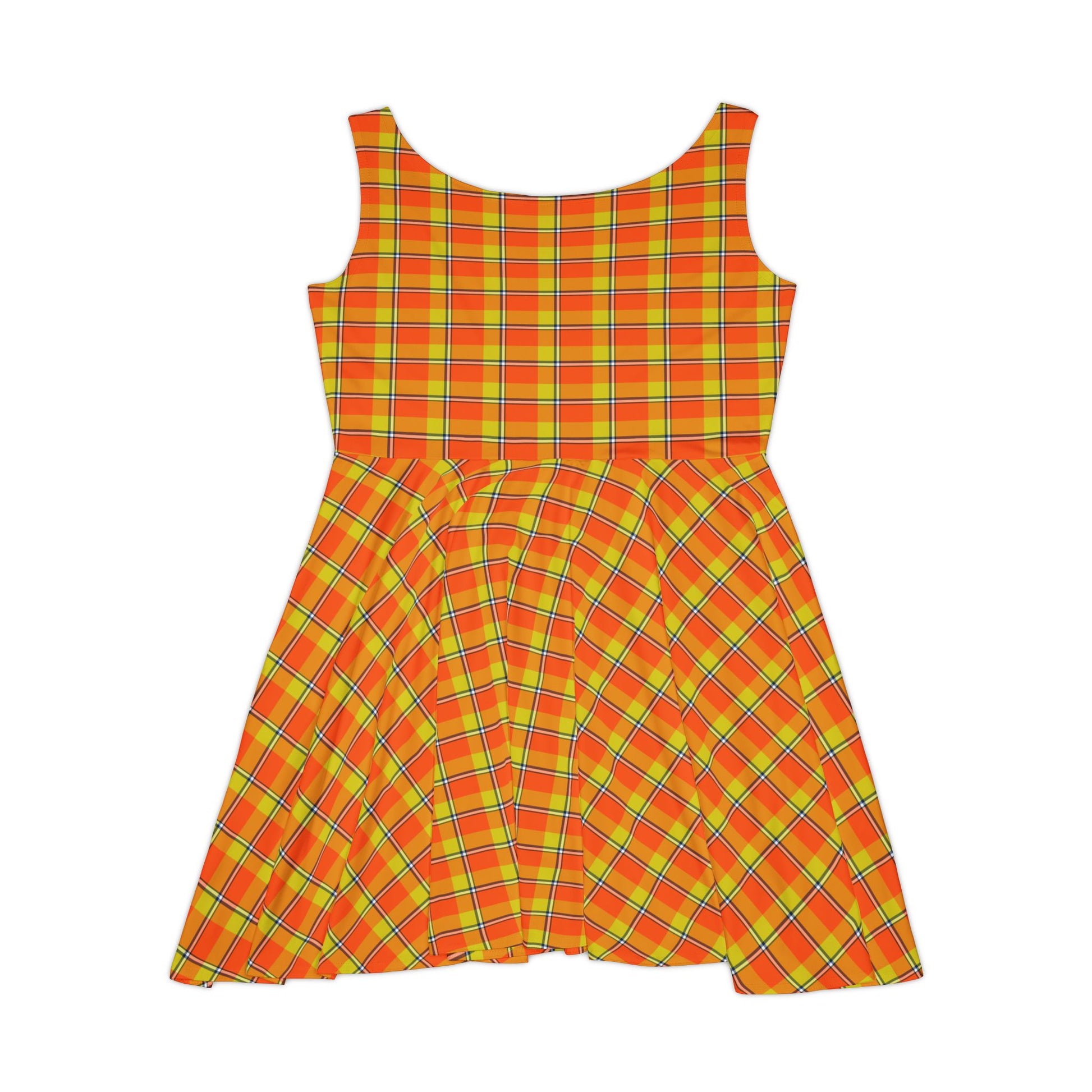 Vibrant Plaid Women's Skater Dress, Fun Summer Dress, Stylish Casual Outfit, Festival Wear, Bright Color Fashion, Autumn Collection - Celtic Scents