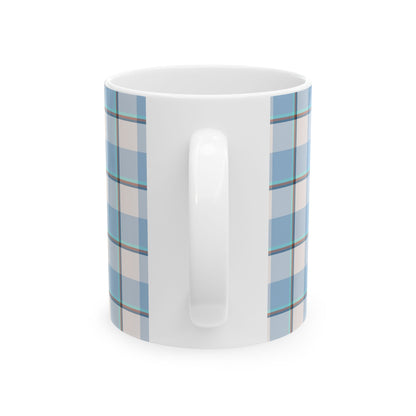Plaid Ceramic Mug, Blue Checkered Coffee Cup, Cozy Kitchen Decor, Perfect for Gifting, Birthday, Christmas, Everyday Use - Celtic Scents