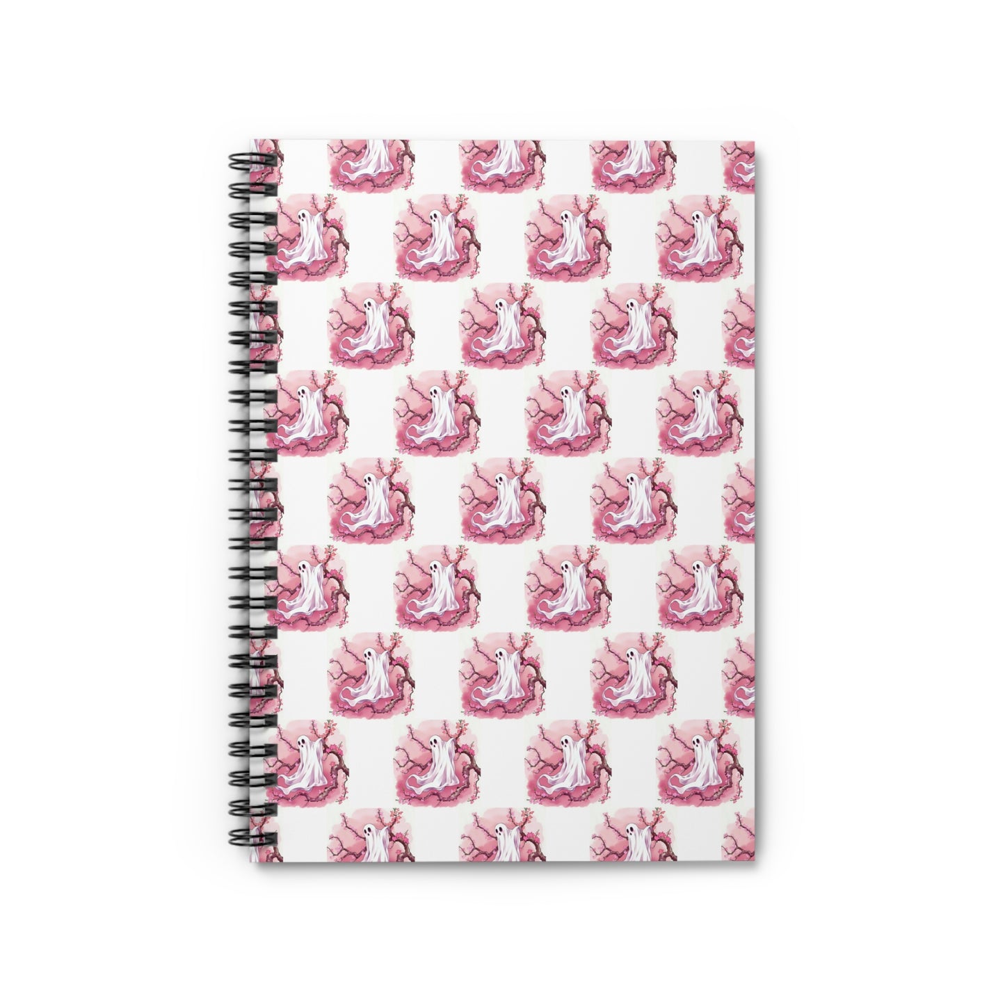 Whimsical Pink Ghost Spiral Notebook - Perfect for Journaling, School Projects, Halloween Gifts, Creative Writing, Cute Desk Decor - Celtic Scents