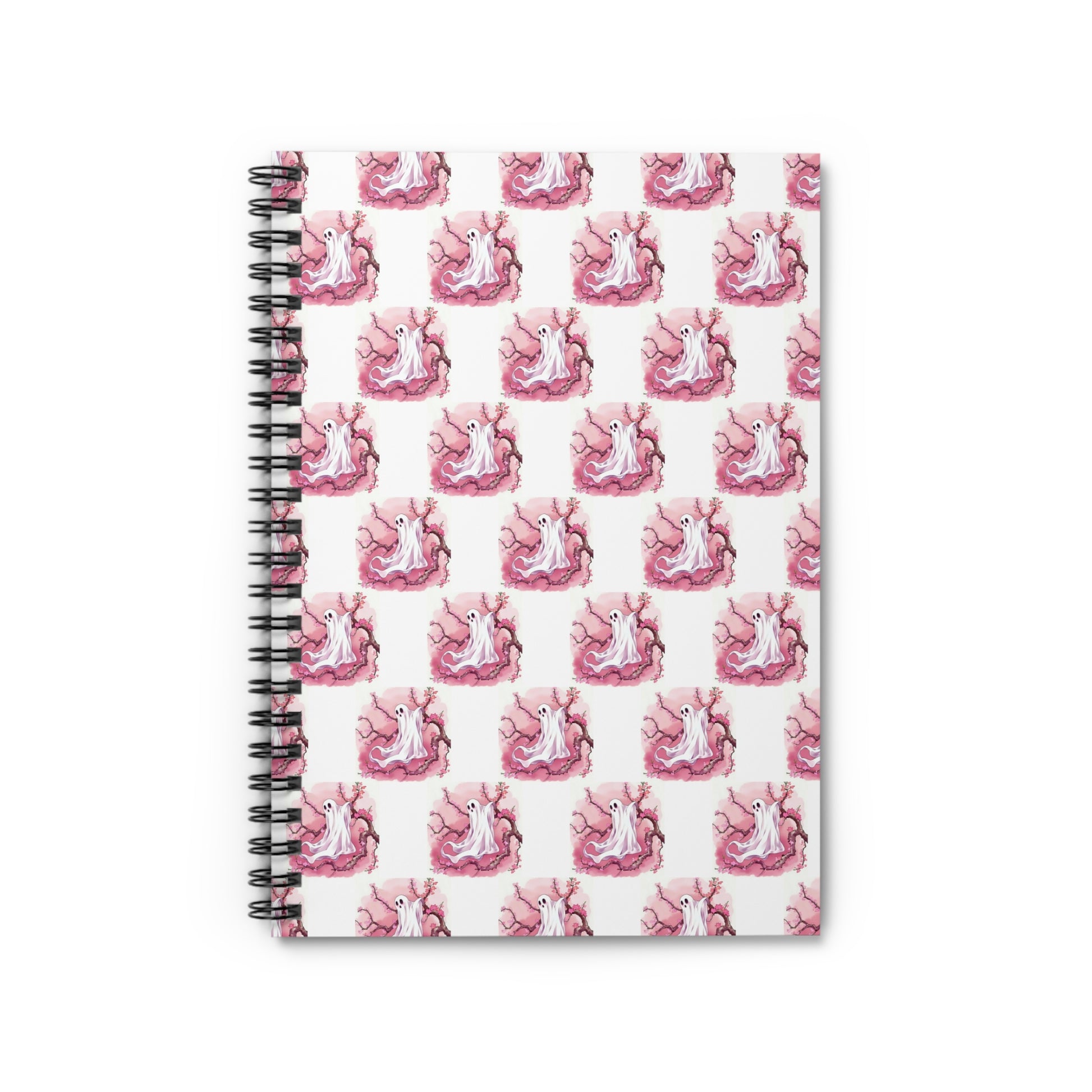 Whimsical Pink Ghost Spiral Notebook - Perfect for Journaling, School Projects, Halloween Gifts, Creative Writing, Cute Desk Decor - Celtic Scents