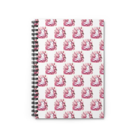 Whimsical Pink Ghost Spiral Notebook - Perfect for Journaling, School Projects, Halloween Gifts, Creative Writing, Cute Desk Decor
