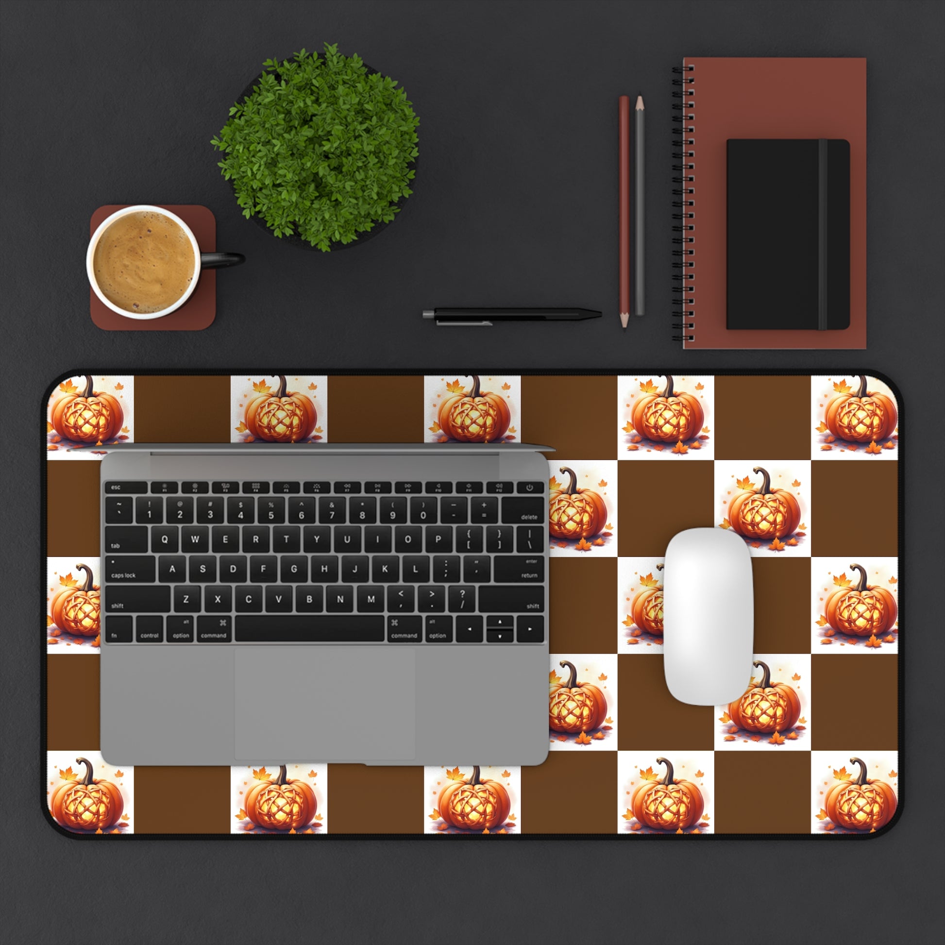 Pumpkin Spice Desk Mat - Autumn Office Decor, Fall Desk Accessory, Seasonal Home Office Gift, Work From Home Essentials, Halloween Decor - Celtic Scents