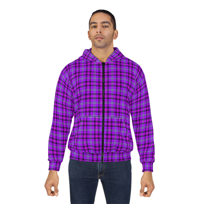Stylish Plaid Unisex Zip Hoodie, Cozy Oversized Jacket, Casual Wear, Perfect for Fall, Great Gift for All Occasions - Celtic Scents