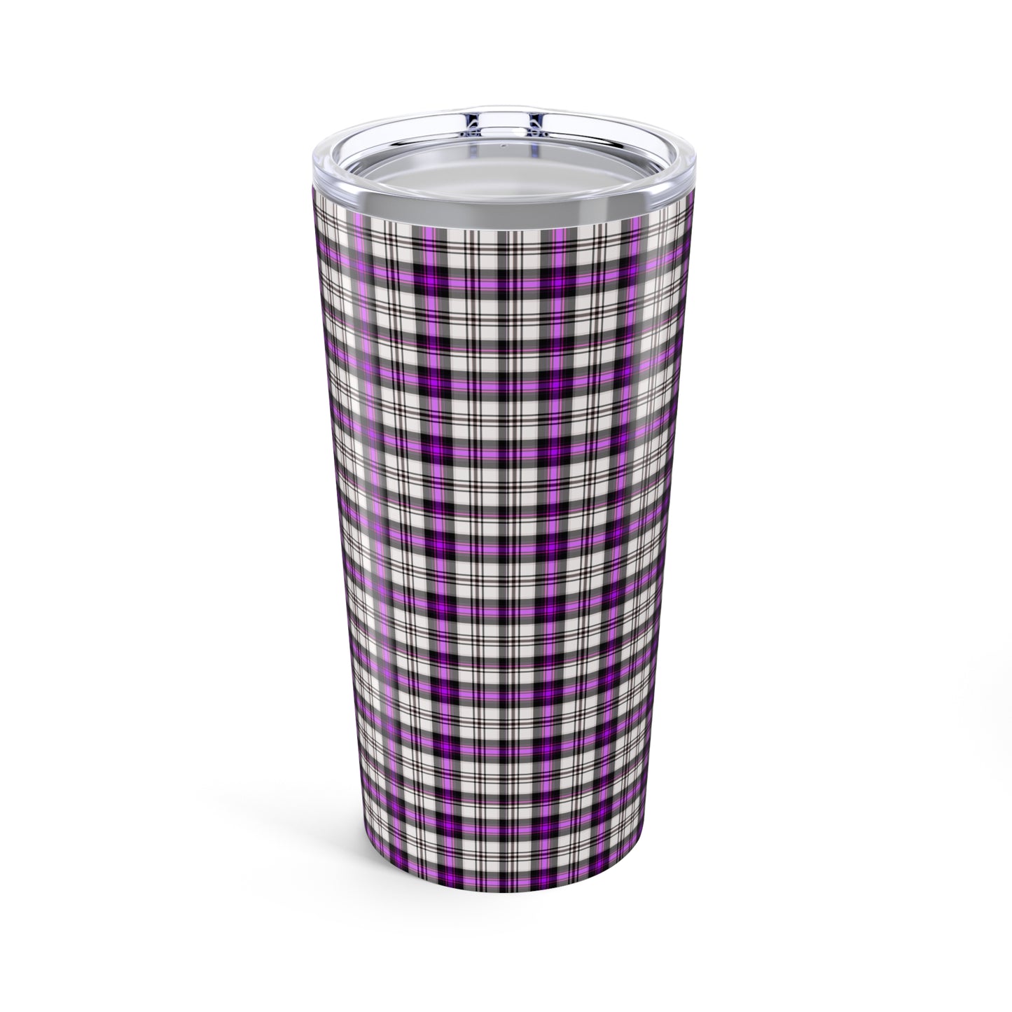 Purple Plaid Tumbler, Stylish Travel Mug for Coffee, Personalized Gift, Drinkware for Home, Outdoor Adventures, Holiday Cheer - Celtic Scents