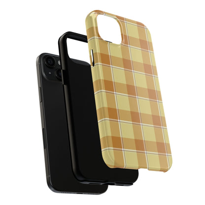 Stylish Autumn Plaid Tough Phone Cases, Trendy Phone Accessories, Durable Phone Protection, Yellow and Brown Plaid, Perfect Gift - Celtic Scents