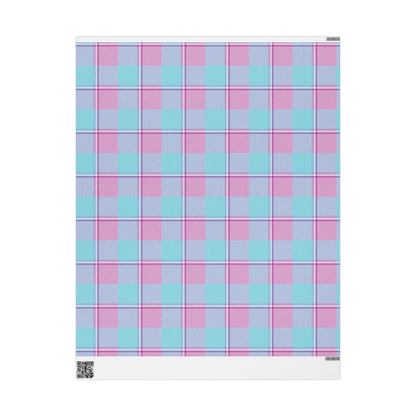 Mauve and Malibu Plaid Wrapping Paper, Holiday Gift Wrap, Christmas, Birthdays, Eco-Friendly, Rustic Chic, Unique Designs