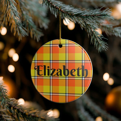 Personalized Ceramic Ornament, Custom Plaid Tree Decoration, Holiday Gift, Unique Home Decor, Christmas Ornament, Family Keepsake - Celtic Scents