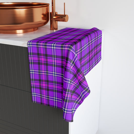 Purple Plaid Hand Towel, Vibrant Towel for Kitchen, Bathroom Decor, Perfect Gift - Celtic Scents