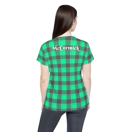 Women's Sports Jersey, Customizable Shirt, Green Plaid, Casual Comfort - Celtic Scents