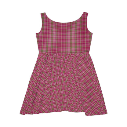 Chic Women's Skater Dress, Cute Casual Dress, Summer Outfit, Flirty Style, Pink Plaid Pattern, Girls' Day Out Dress - Celtic Scents
