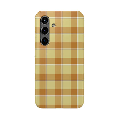 Stylish Autumn Plaid Tough Phone Cases, Trendy Phone Accessories, Durable Phone Protection, Yellow and Brown Plaid, Perfect Gift - Celtic Scents