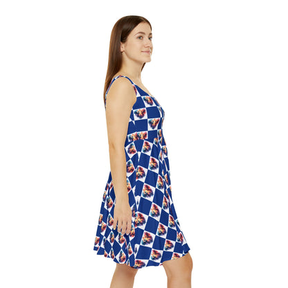 Colorful Celtic Dragon Print Women's Skater Dress, Cute Summer Dress, Festival Outfit, Date Night Dress, Gift for Her, Casual Dress - Celtic Scents