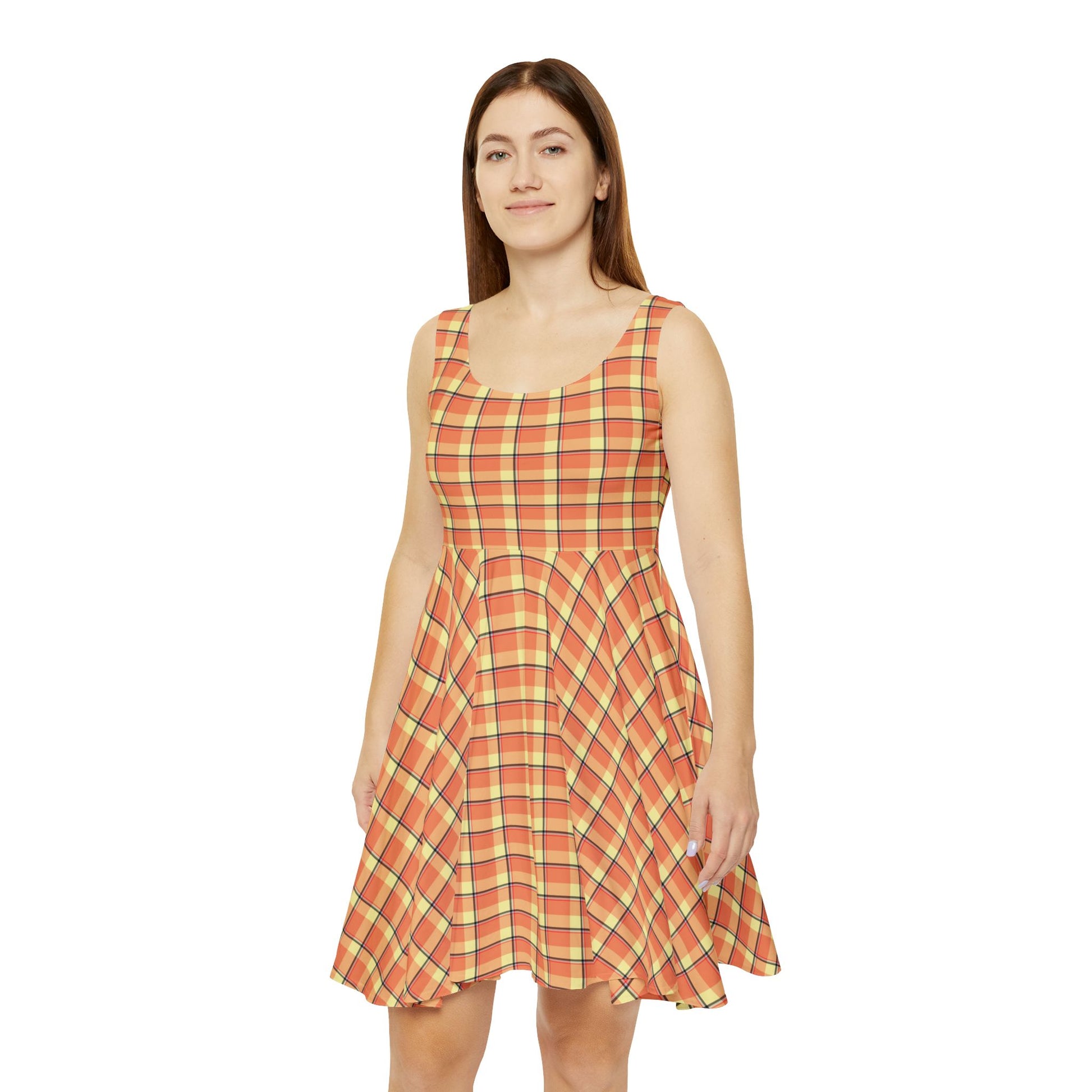 Vibrant Plaid Women's Skater Dress | Summer Fashion, Casual Wear, Outdoor Party, Everyday Dress, Trendy Apparel - Celtic Scents