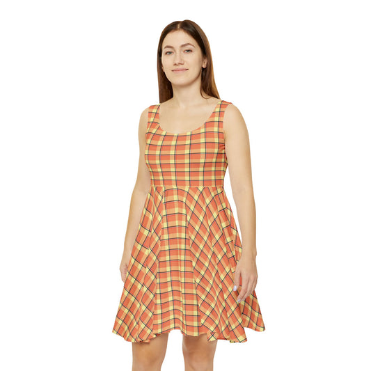 Vibrant Plaid Women's Skater Dress | Summer Fashion, Casual Wear, Outdoor Party, Everyday Dress, Trendy Apparel
