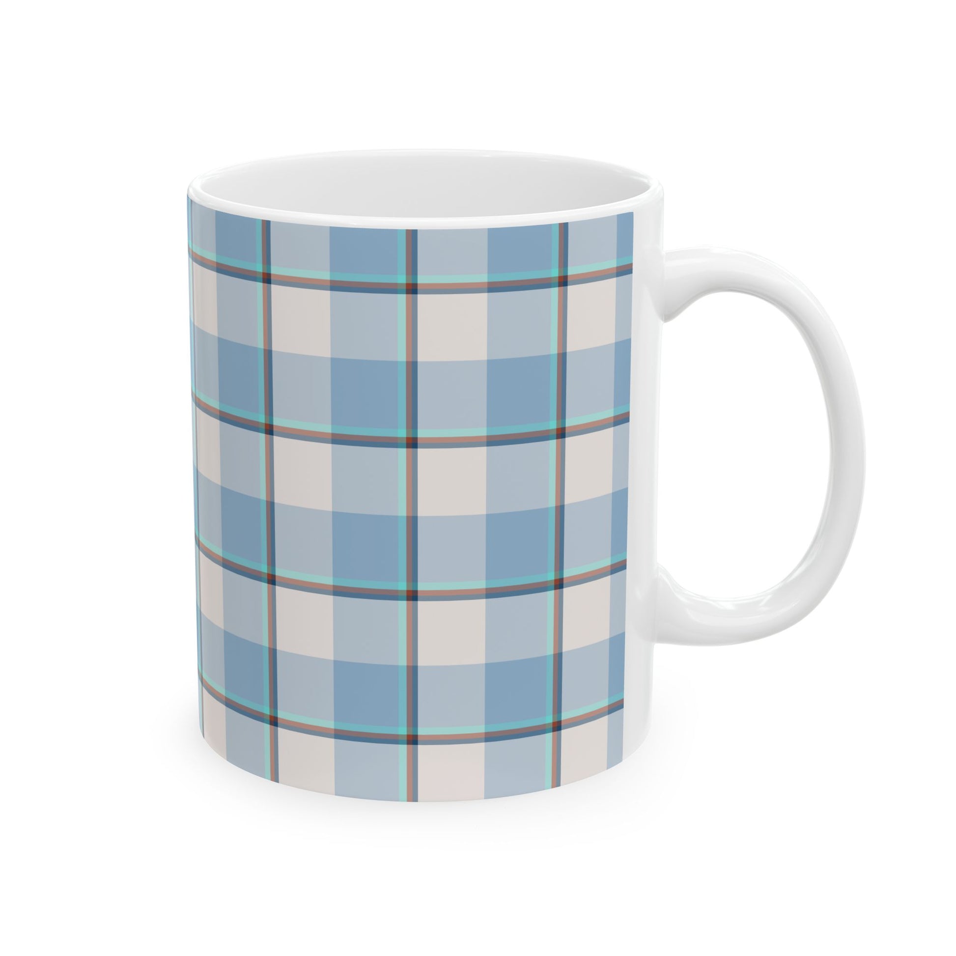 Plaid Ceramic Mug, Blue Checkered Coffee Cup, Cozy Kitchen Decor, Perfect for Gifting, Birthday, Christmas, Everyday Use - Celtic Scents